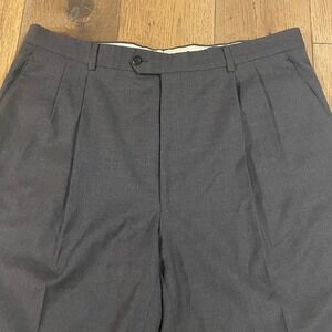 Principe Made in Italy Mens Charcoal Wool Blend Pleated Dress Pants Size 40‎